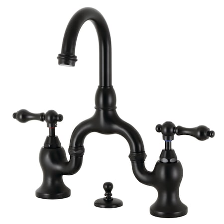 Kingston Brass Bridge Bathroom Faucet with Brass PopUp, Matte Black KS7990AL